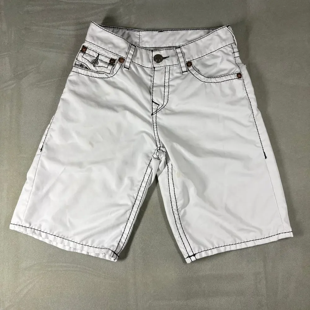 True Religion World Tour Surf Seat White Swim Trunks Shorts Size 30 Mens